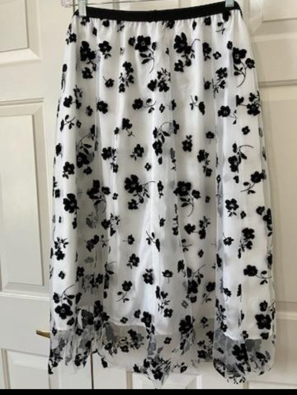 Black & White Floral Midi Skirt